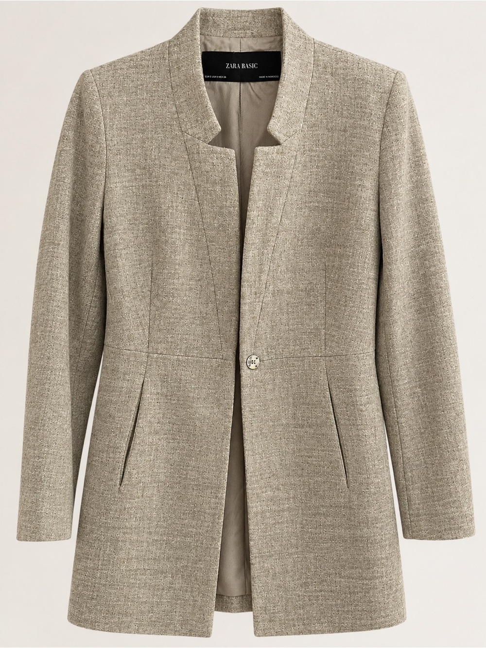 NEW Zara Basic Women's Tailored Taupe wool Jacket/coat